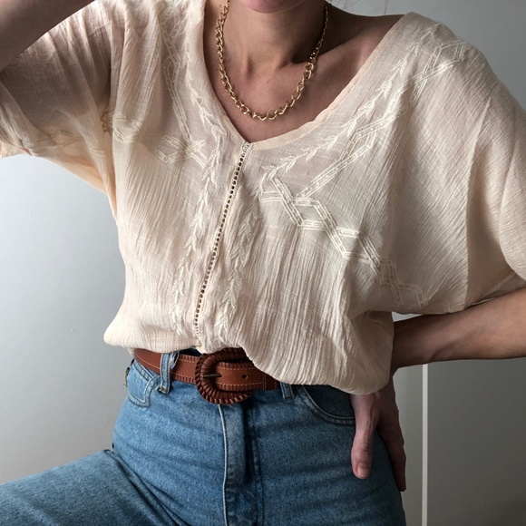 Vintage Tops - Vintage Peach Textured Dolman Tee